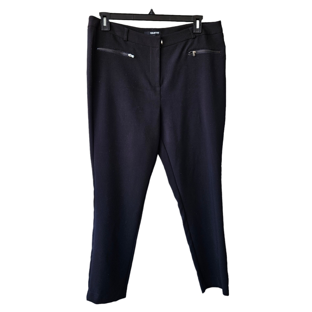 Unlisted by Kenneth Cole black ankle pants high rise front zip pockets size 14